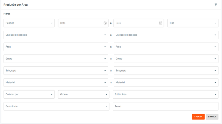 Portal Indústria Filtros Gráfico por Área