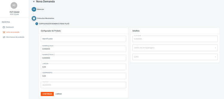 Portal Indústria Inserir Demandas Configurador