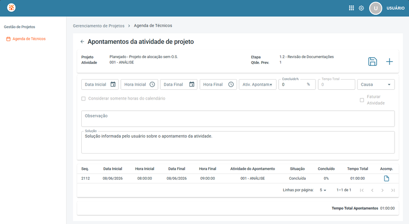 Arquivo:Portal Projetos Tela Apontamentos Atividade Projeto Apos Salvar.png
