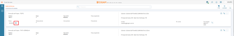 Portal Servicos Controle Atividades