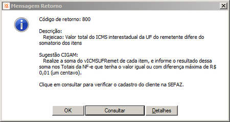 Rejeição 800