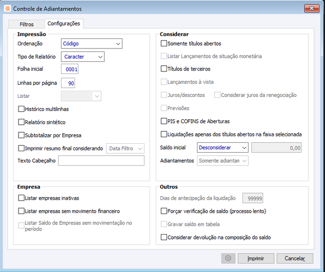 Controle de Adiantamentos