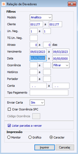 Relação De Devedores