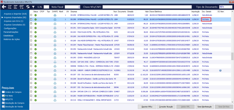XML movido guia Arquivos importados