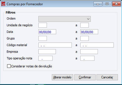 Relatório Compras por Fornecedor