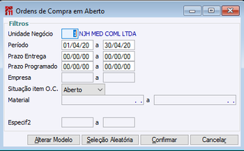Ordens de Compra em Aberto