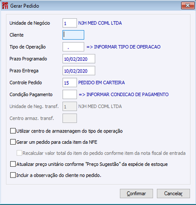 Gerar Pedido