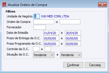 Atualiza Ordens de Compra