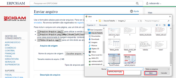 selecionando o arquivo