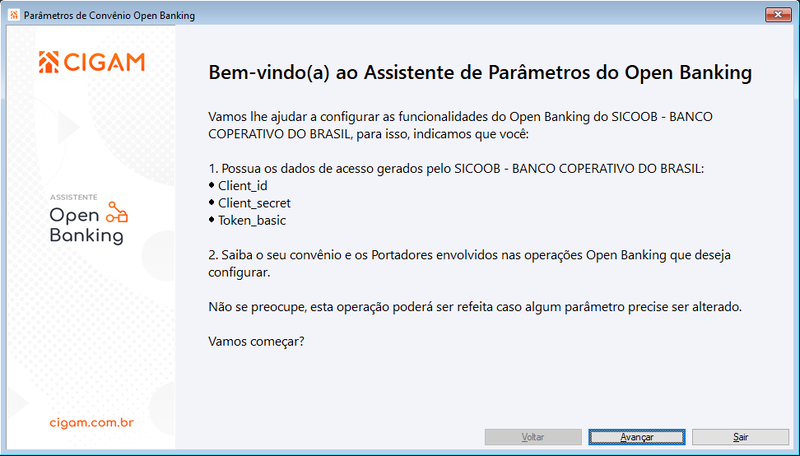 Arquivo:Tela Inicial Assistente de Parâmetros Open Banking SICOOB.png