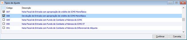 Tipo de Ajuste