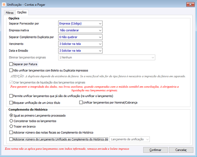 Unificar Contas a Pagar