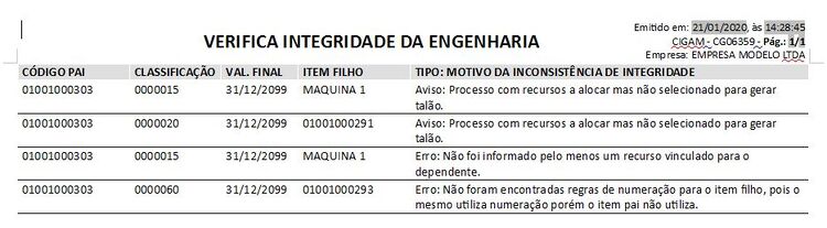 Verifica Integridade da Engenharia