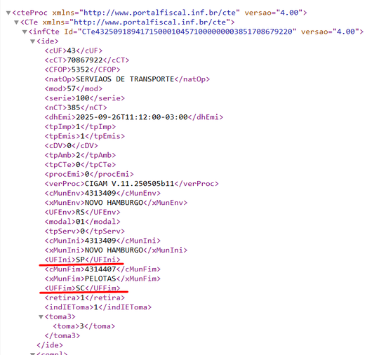 XML CTe